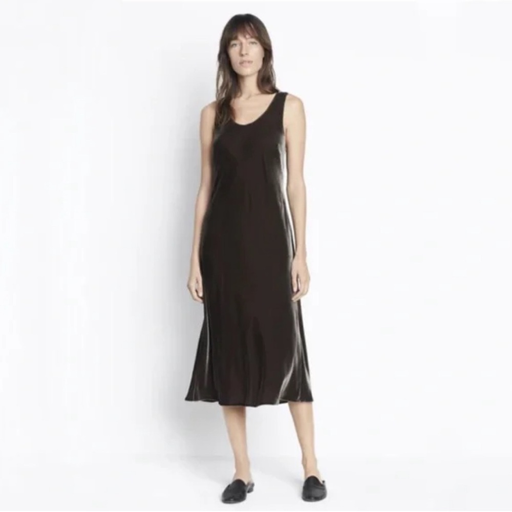 Vince Brown Velvet Midi Dress